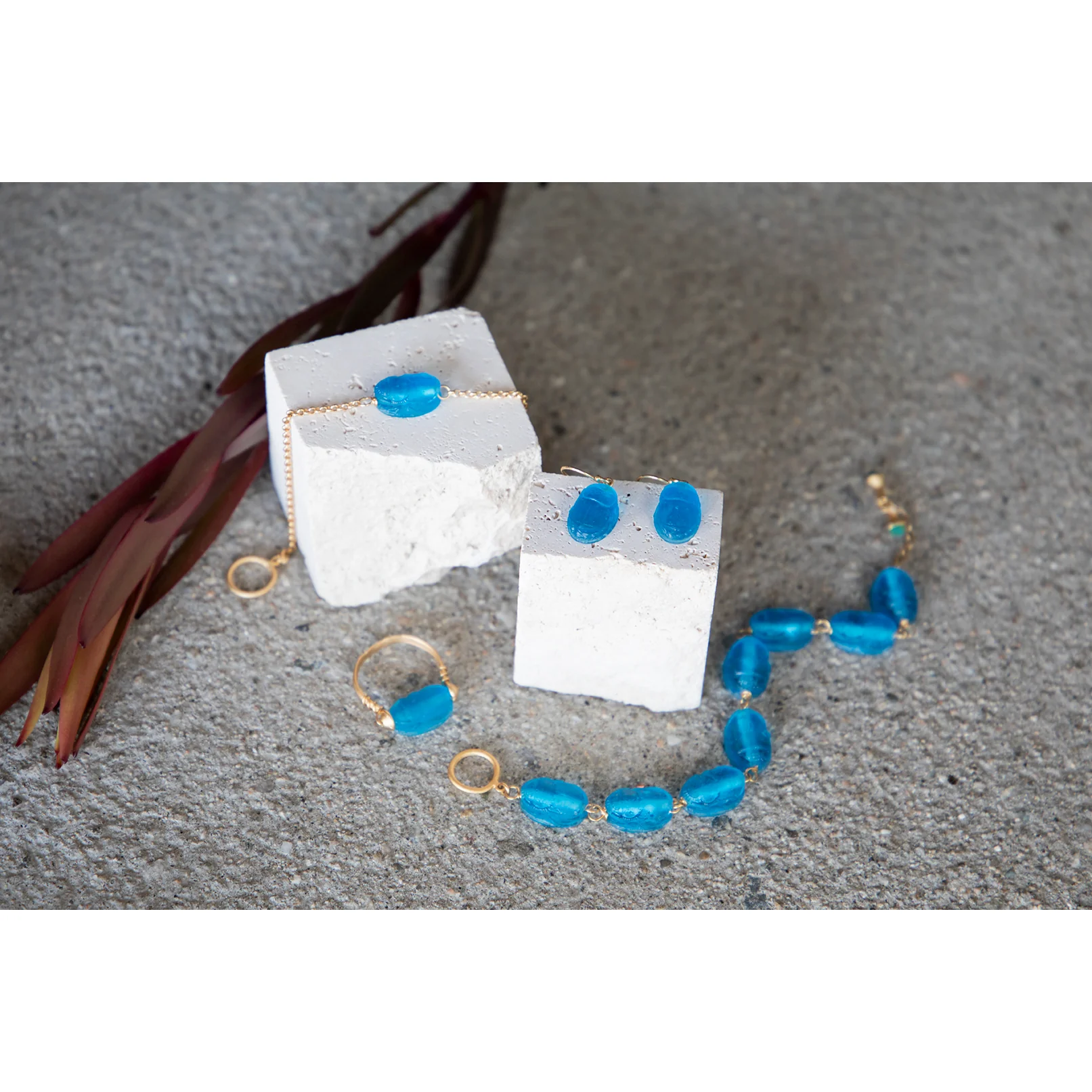Scarab Link Glass Bracelet - Image 2