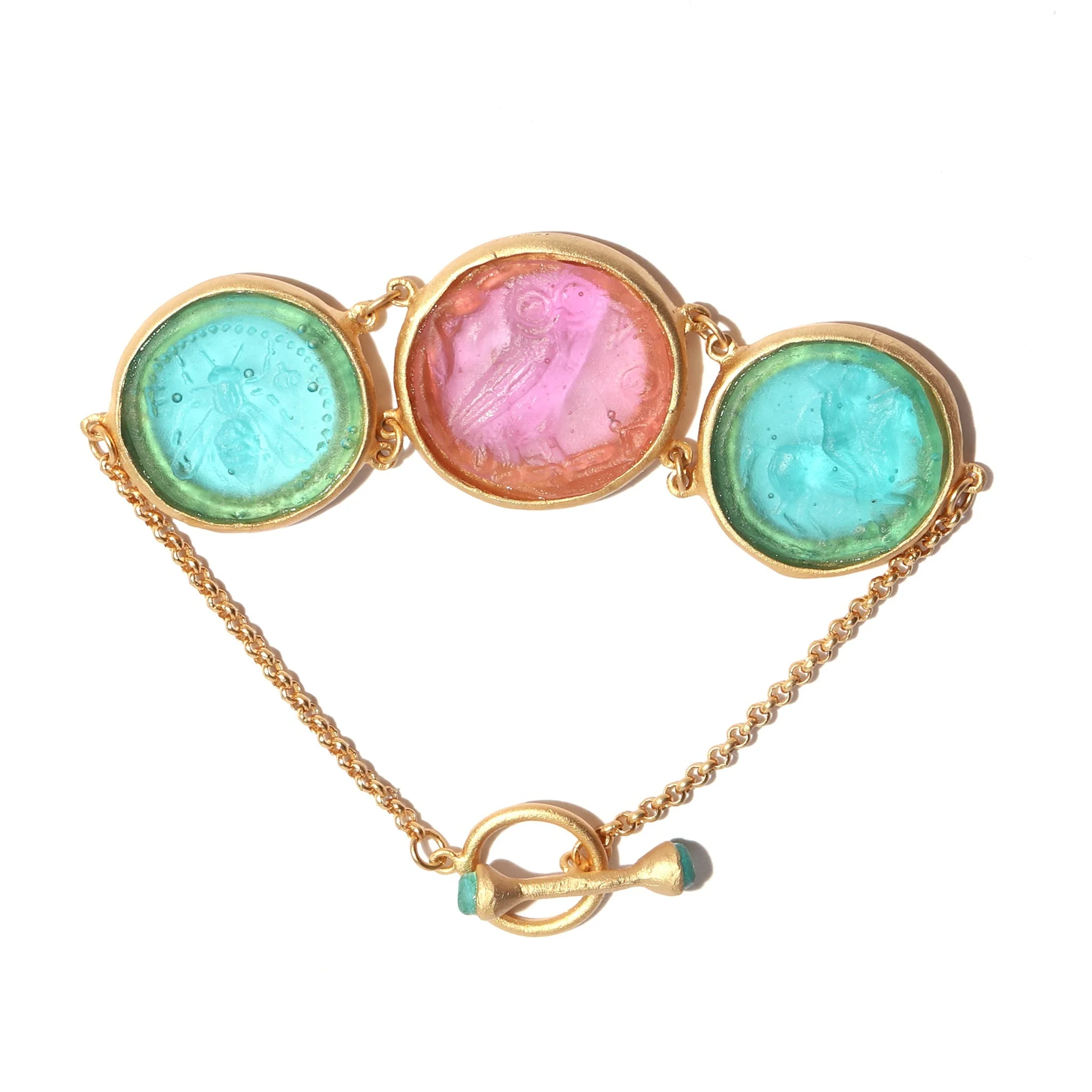 Glass Multi-Coin Motif Bracelet