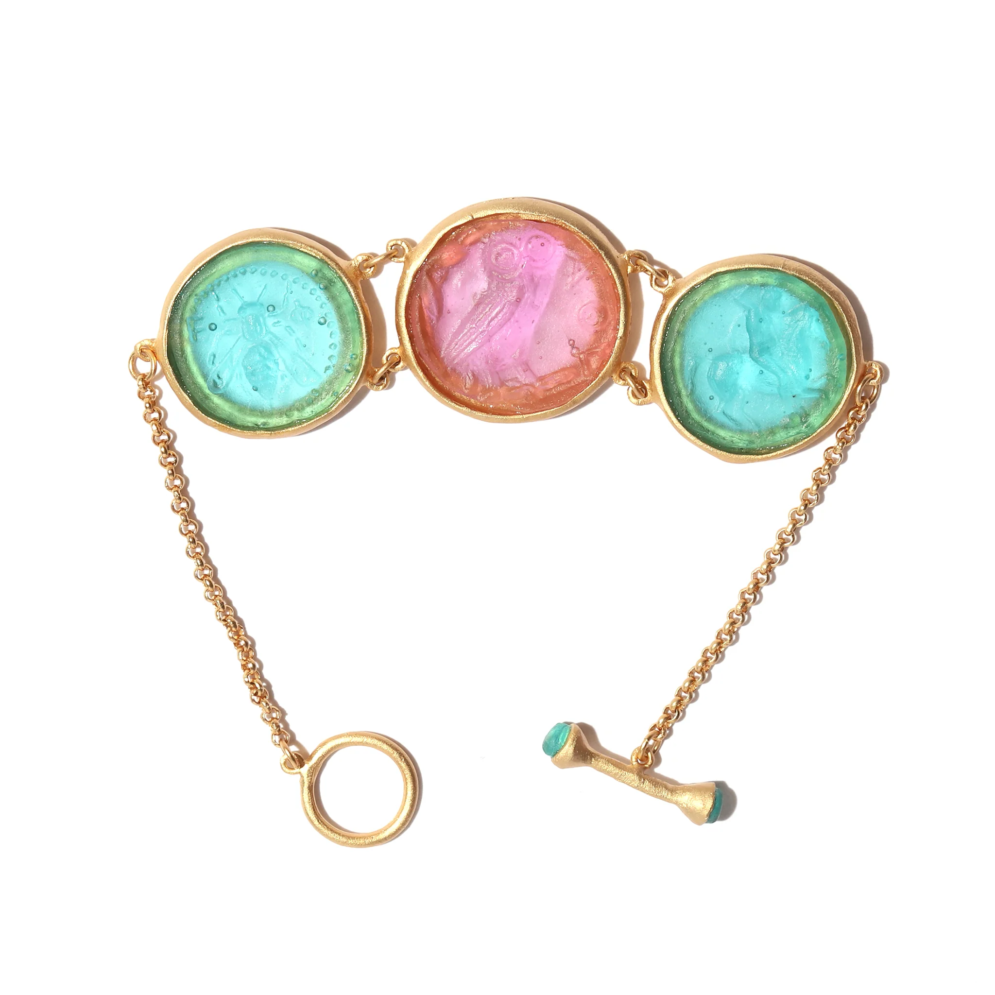 Glass Multi-Coin Motif Bracelet - Image 4