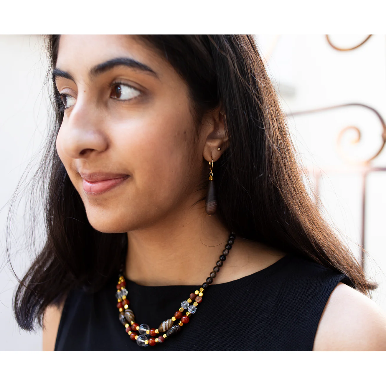 Carnelian, Agate and Crystal Double Strand Choker - Image 2