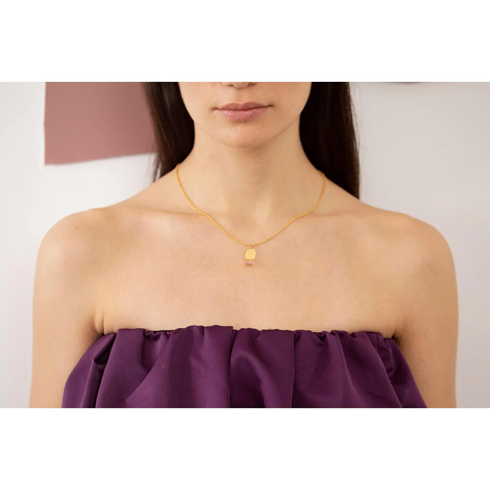 Collage Golden Necklace with Small Pendant - Image 2