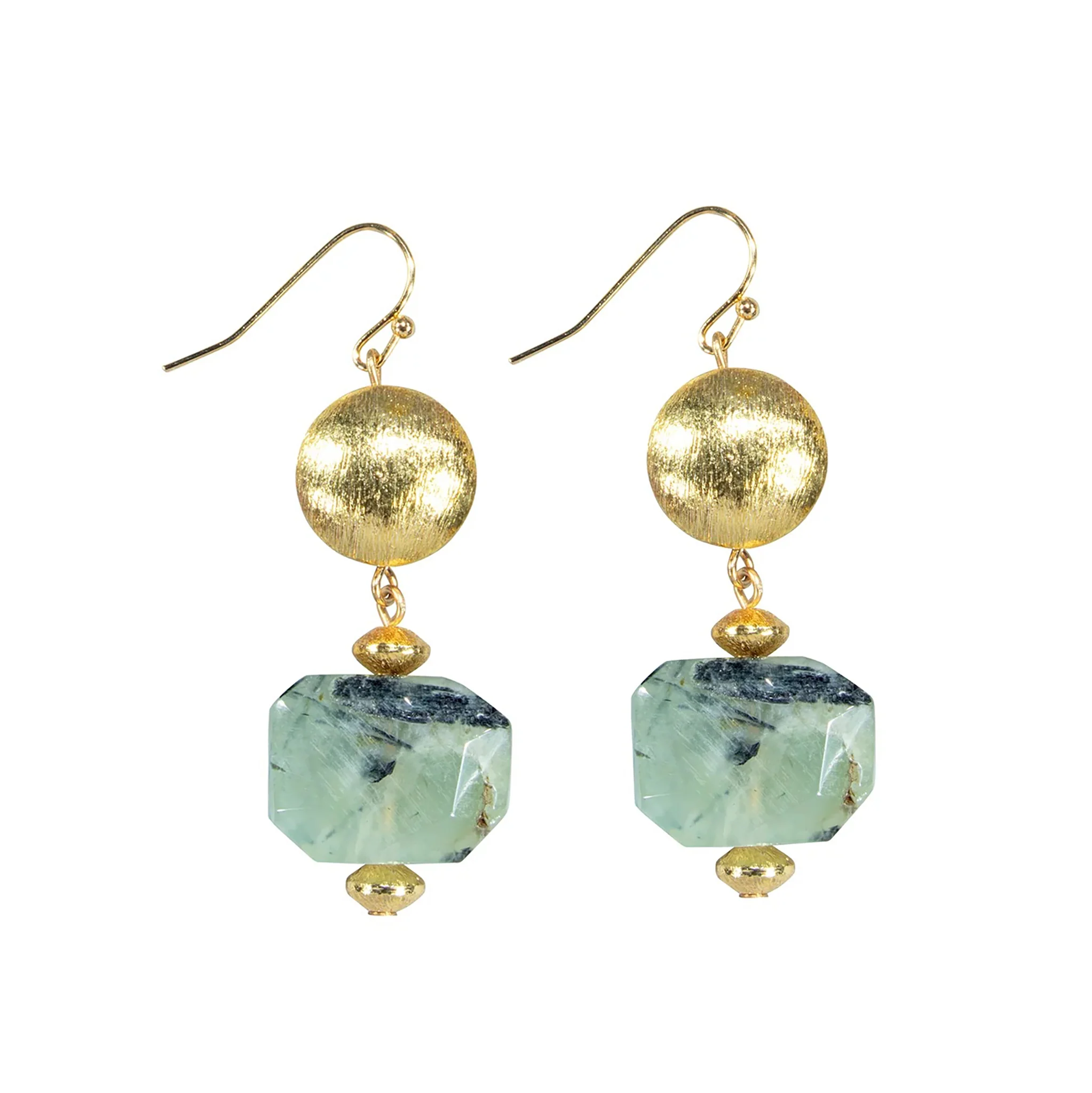 Brushed Gold Disc Stone Earring - Image 2