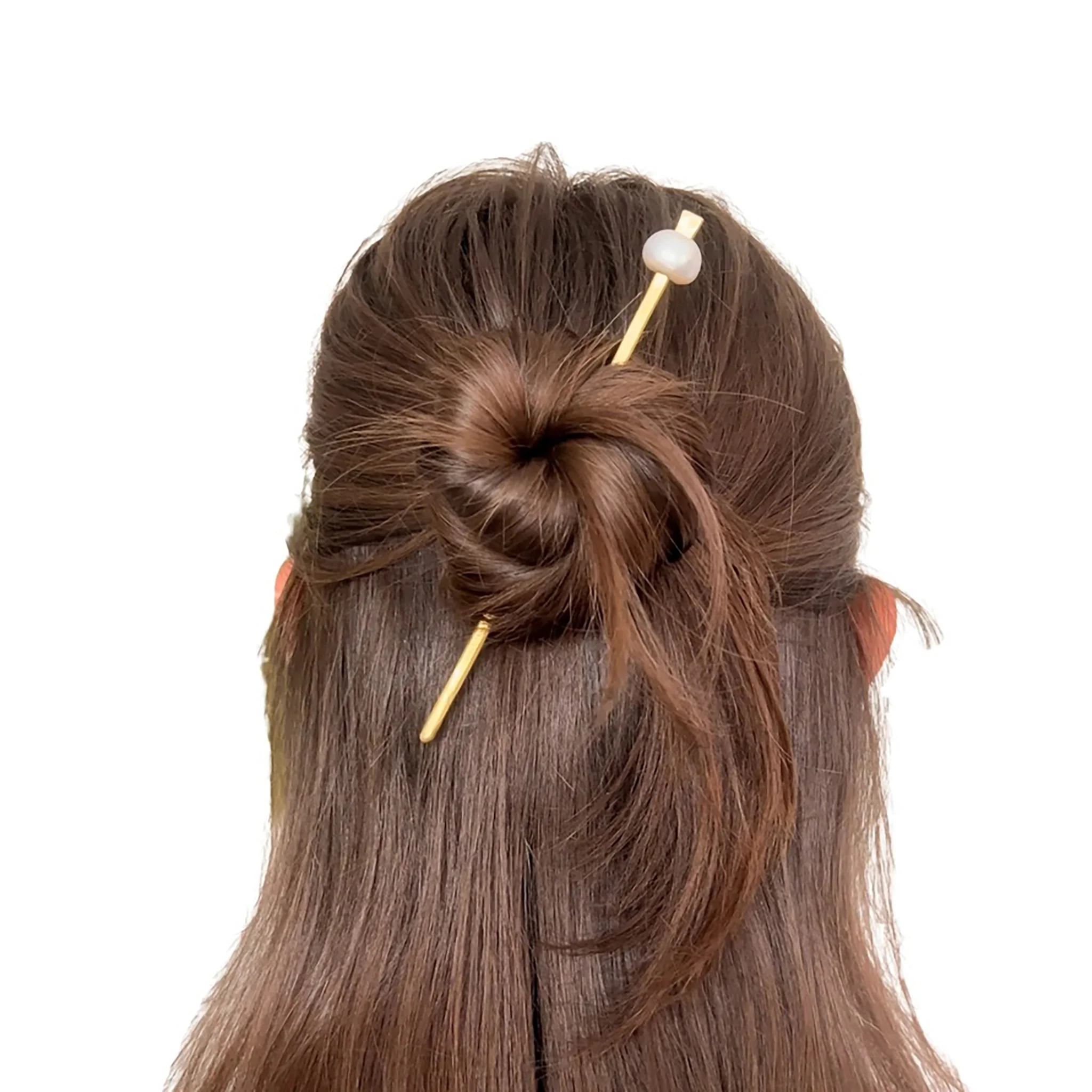 Perfect Pearl Brass Hair Stick - Image 2