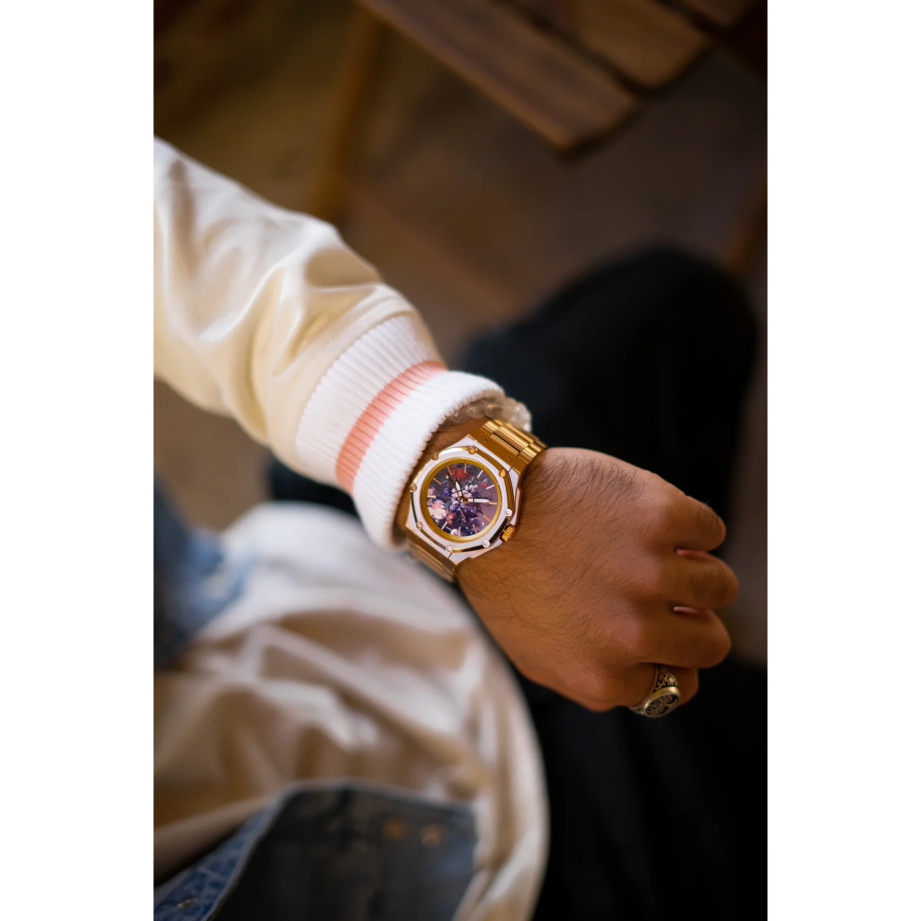 Van Huysum Vase of Flowers Watch with Rose Gold Band - Image 4