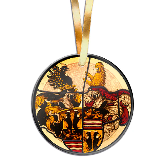 Heraldic Roundel Stained Glass Ornament