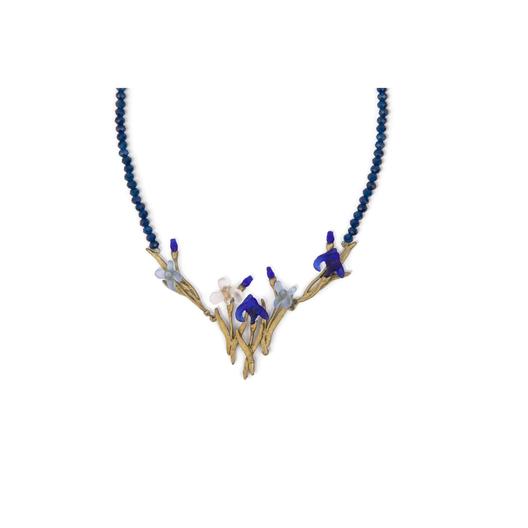 Irises Lapis & Glass Statement Necklace - Image 2