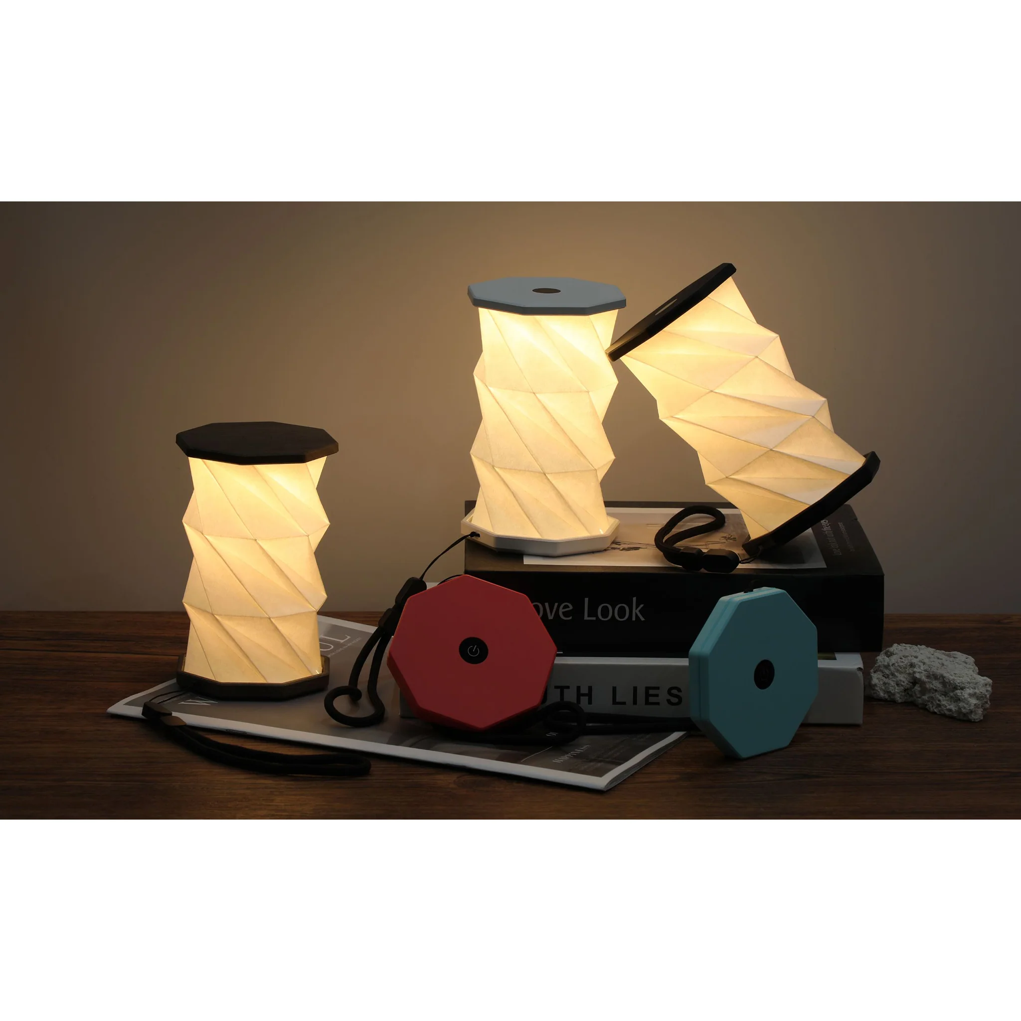 Mini Twist Hexagon Lamp - Teal - Image 3
