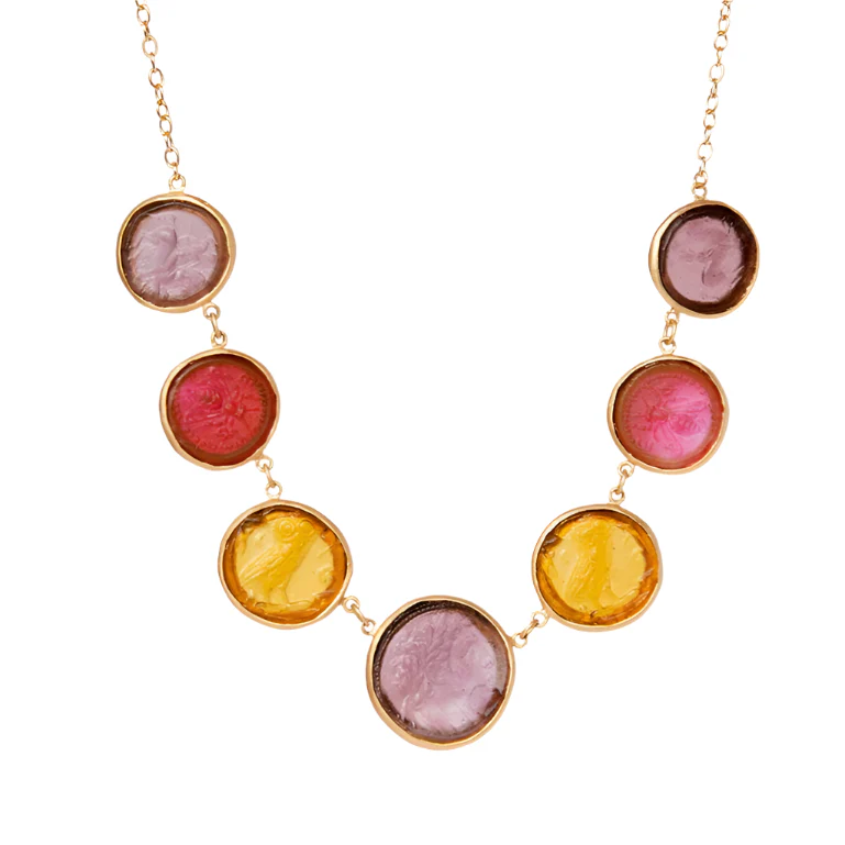 Glass Multi-Coin Motif Necklace - Image 2