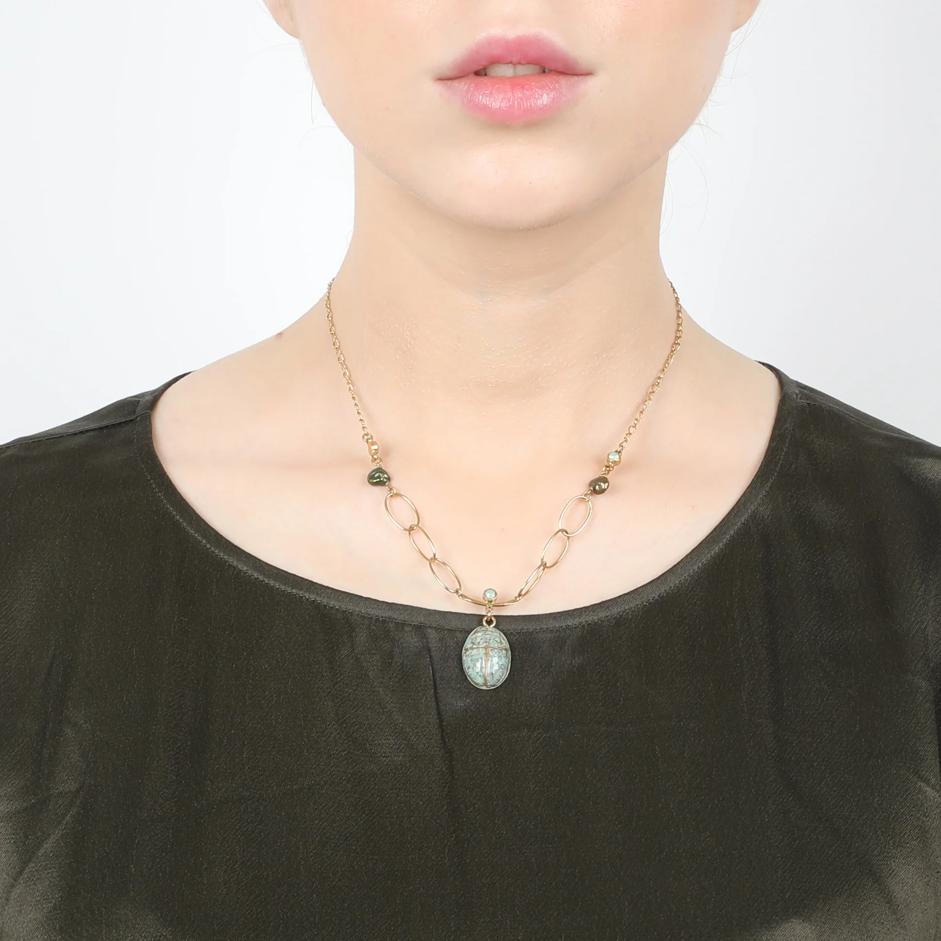 Turquoise Scarab Pendant Necklace - Image 2