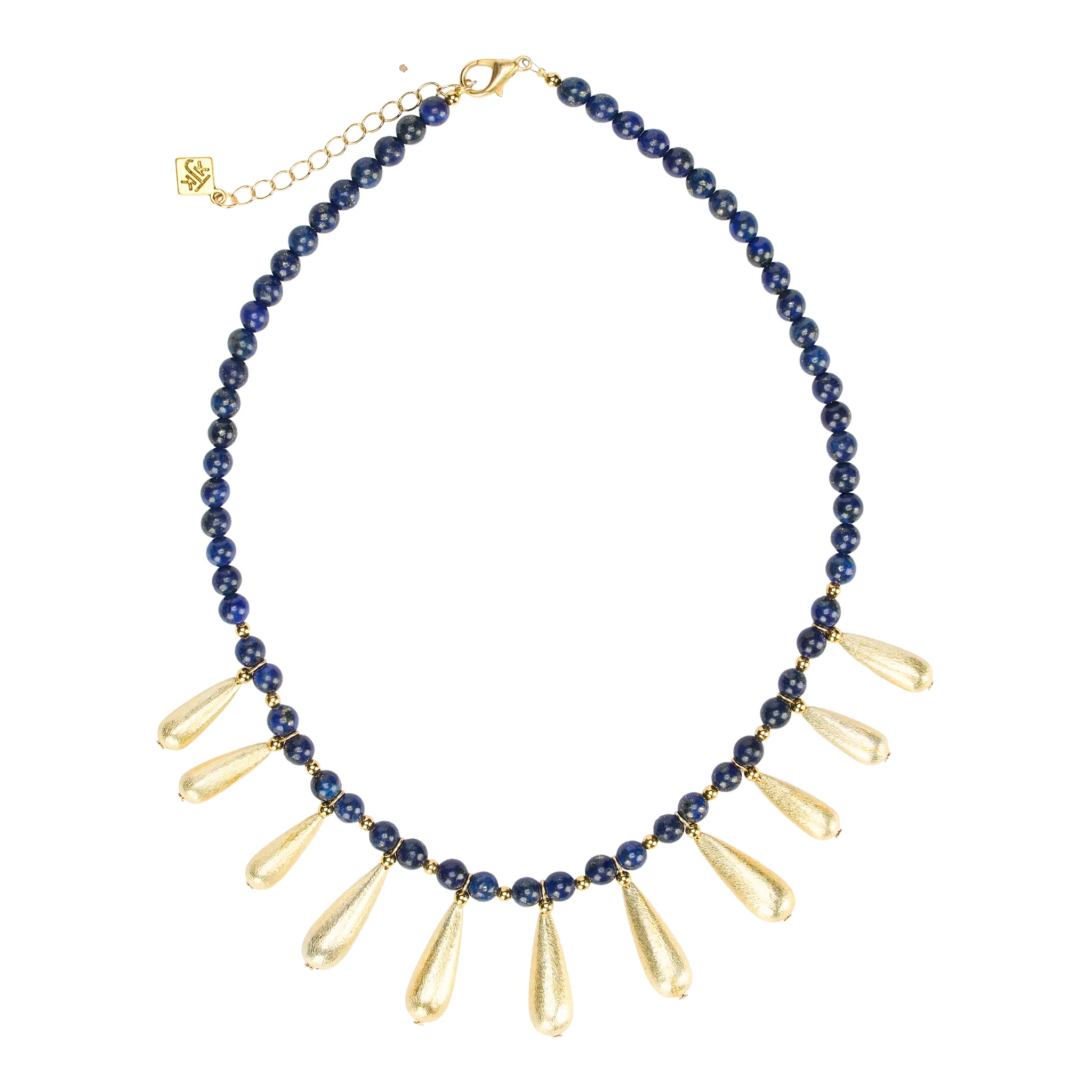 Lapis & Gold Teardrop Necklace