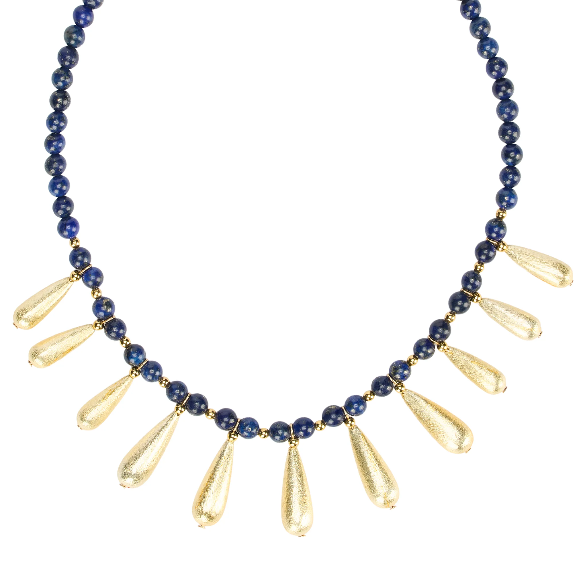 Lapis & Gold Teardrop Necklace - Image 2