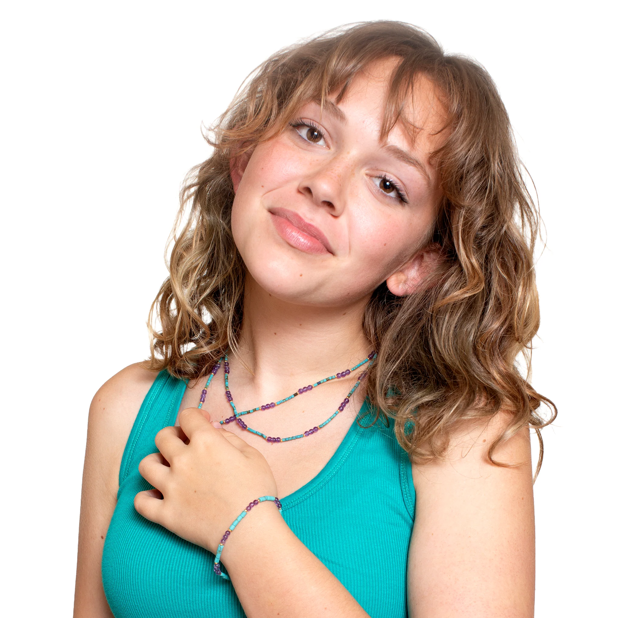 Double Strand Amythest & Turquoise Necklace - Image 3