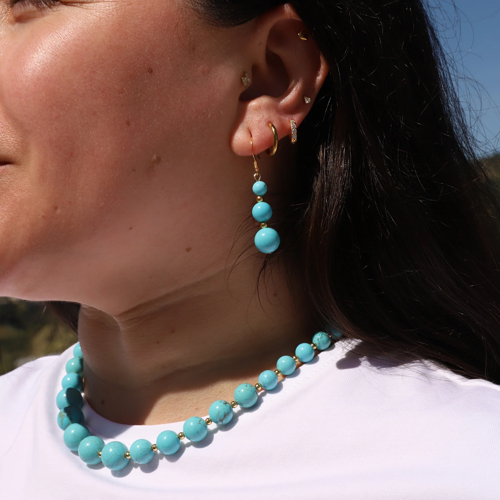 Graduated Turquoise Choker Necklace - Image 2