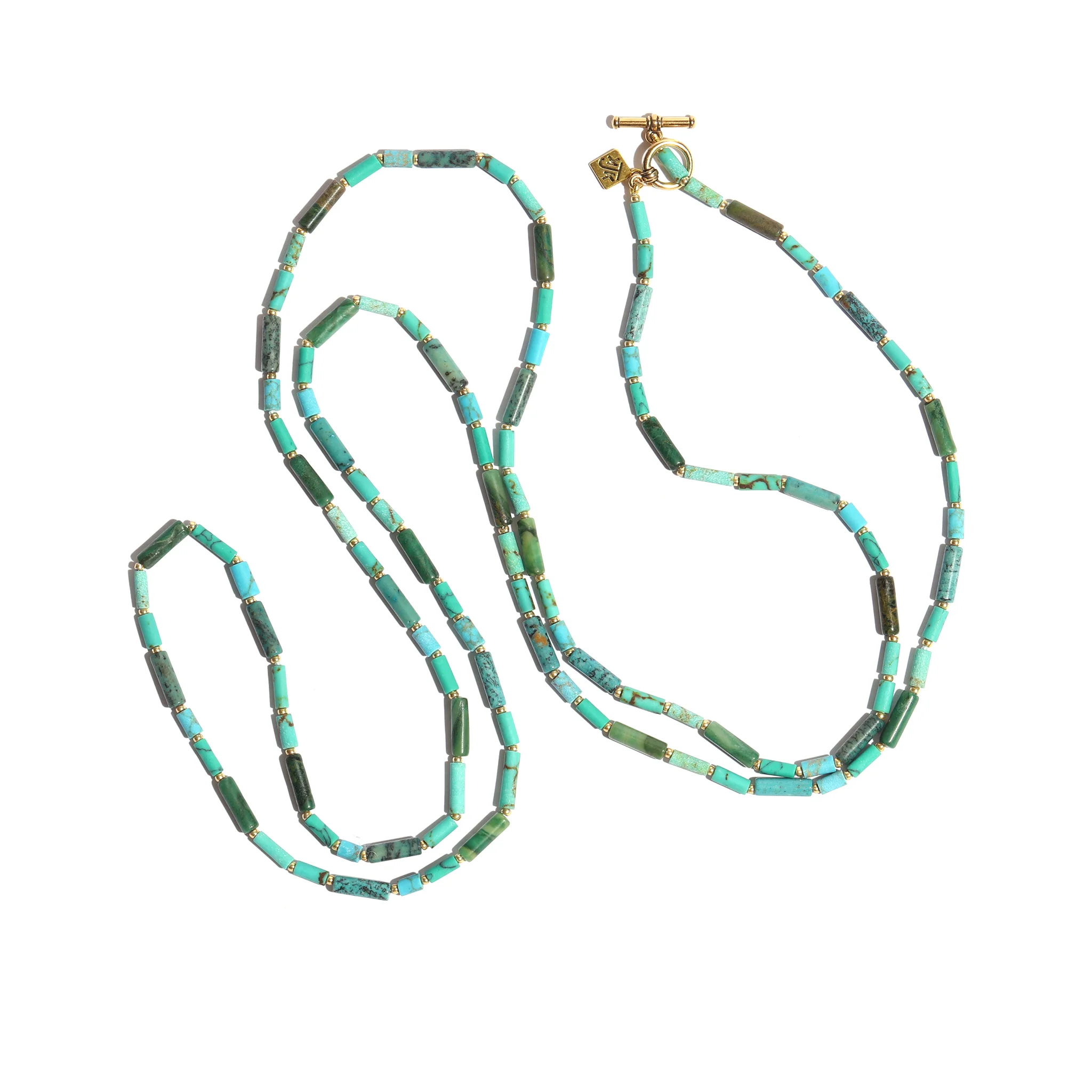 Turquoise, Jasper, and Jade Long Tube Necklace