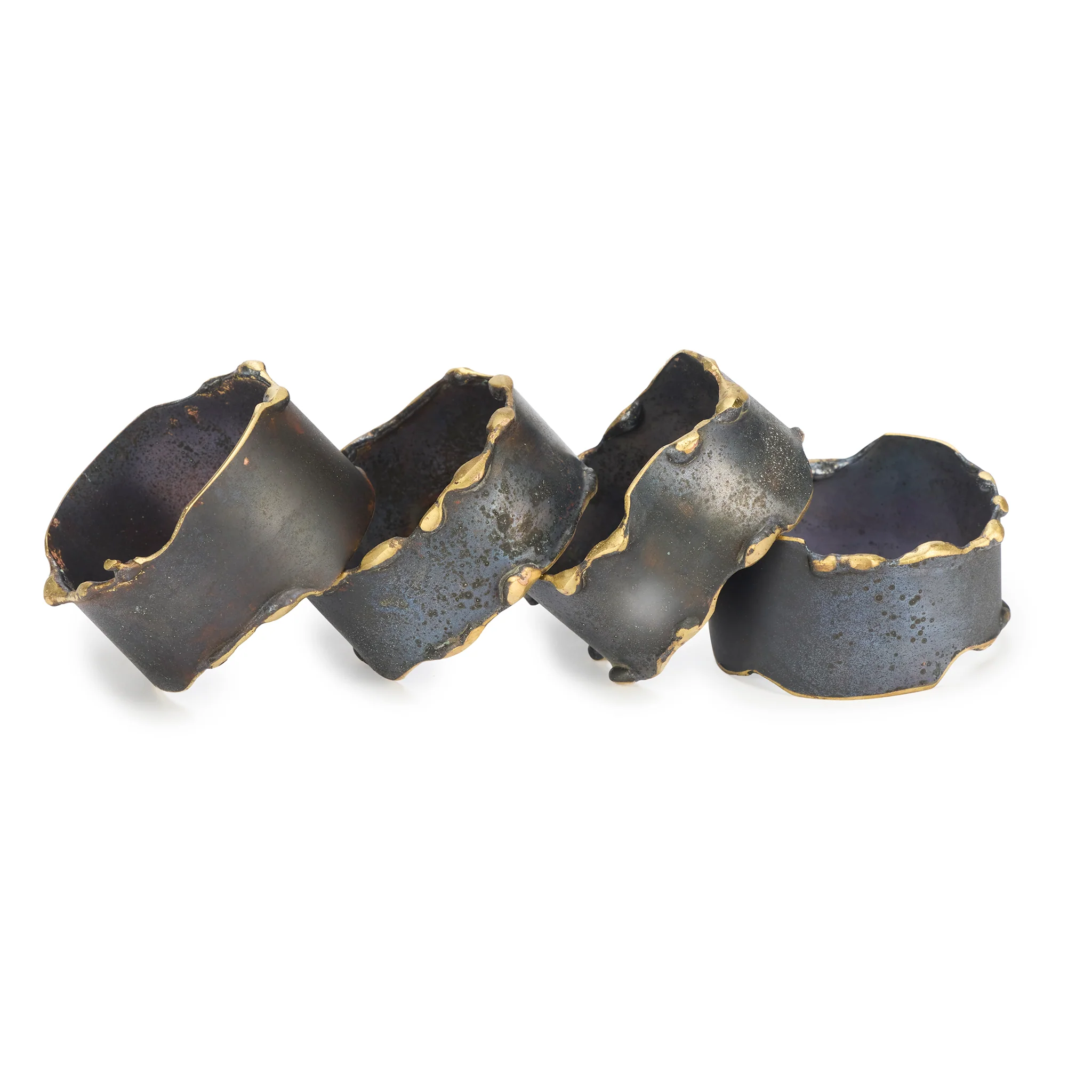 Noir Crater Napkin Ring Set