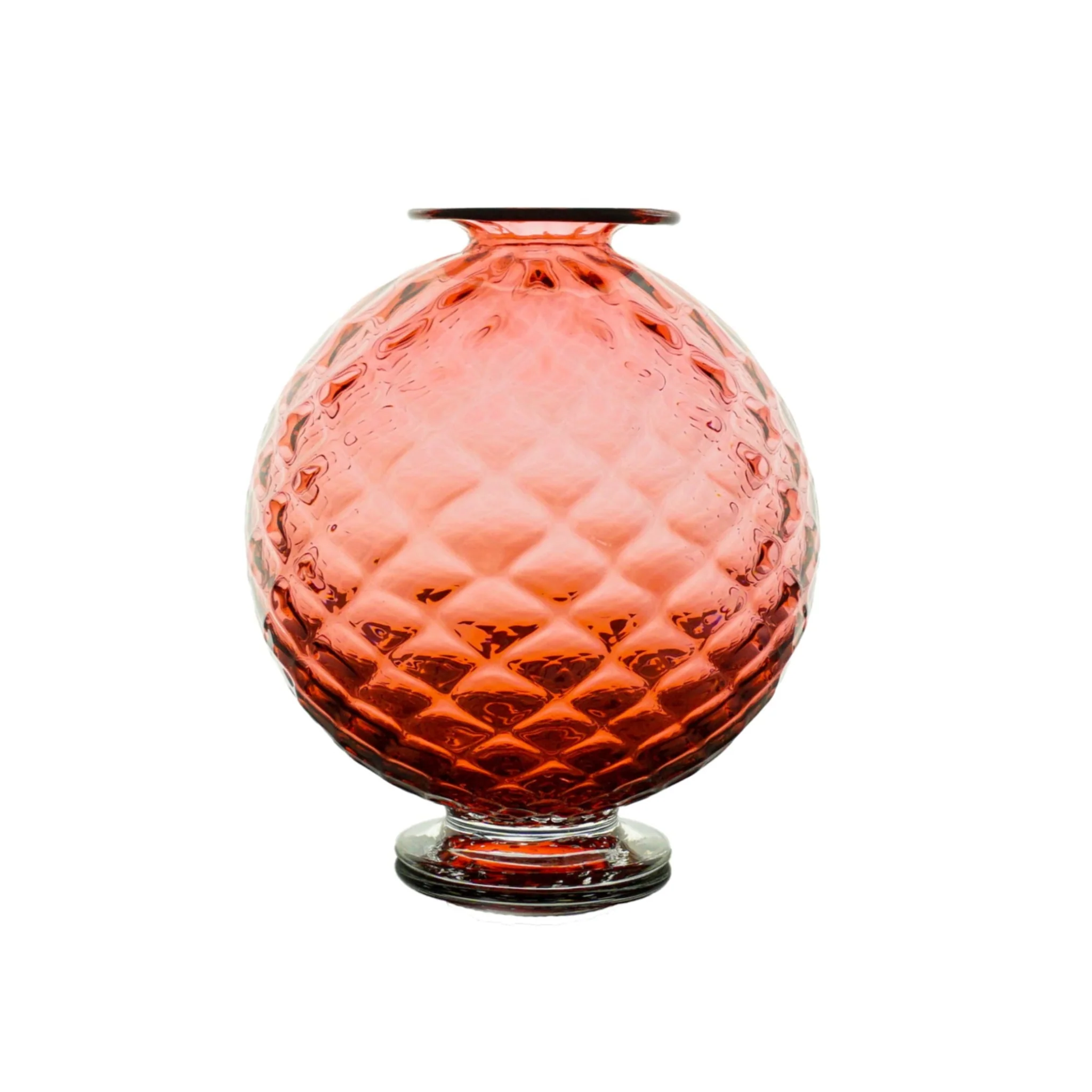 Optic Sphere Vase - Cranberry