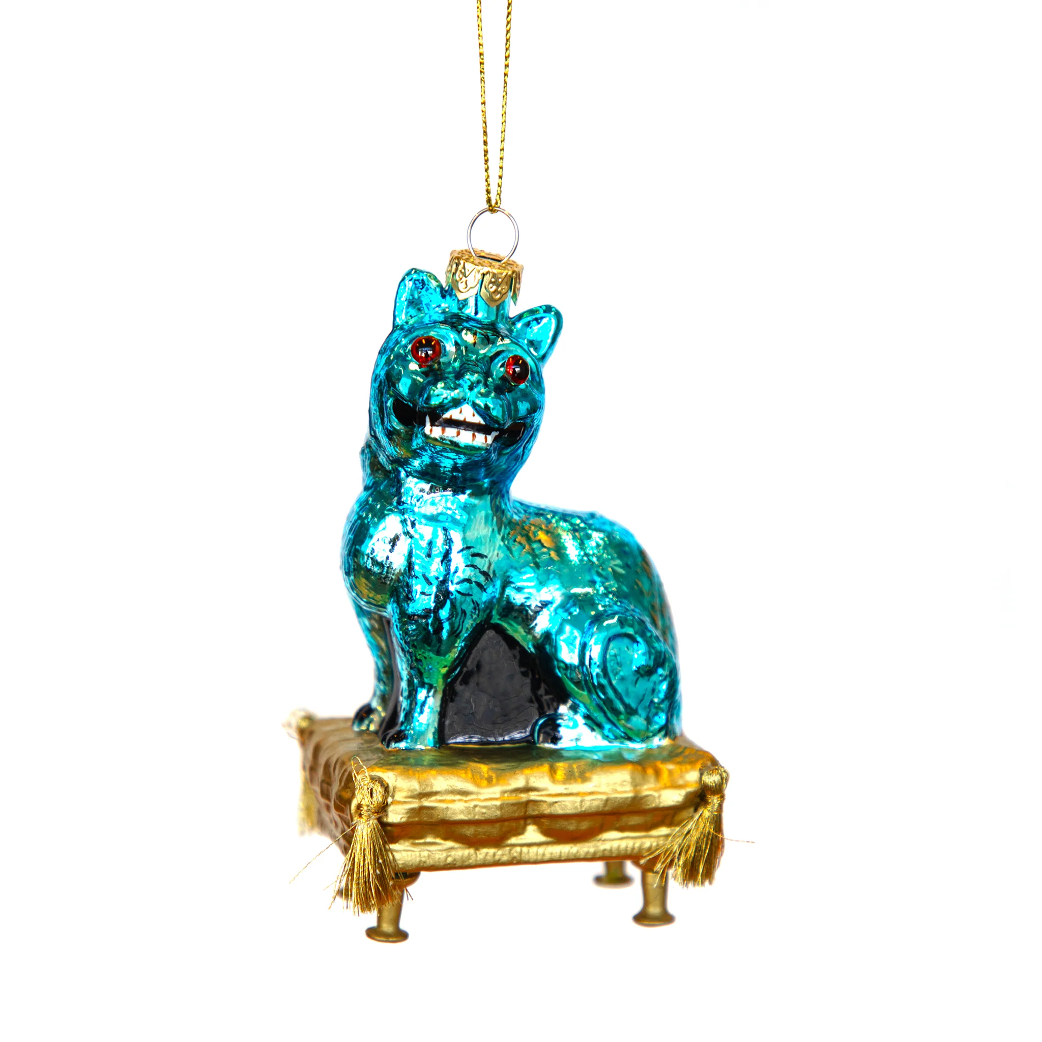 Purrquoise Cat Glass Ornament