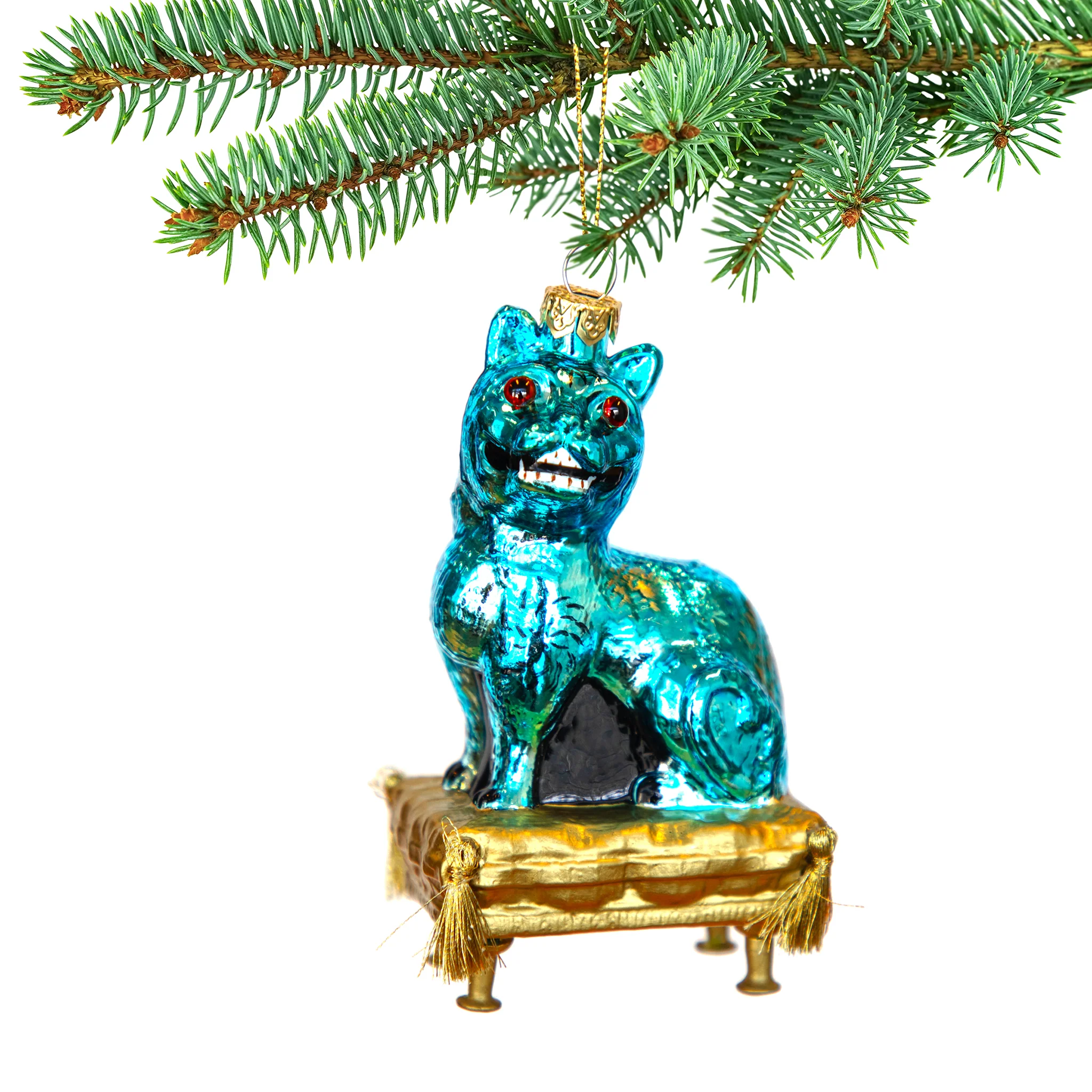 Purrquoise Cat Glass Ornament - Image 2