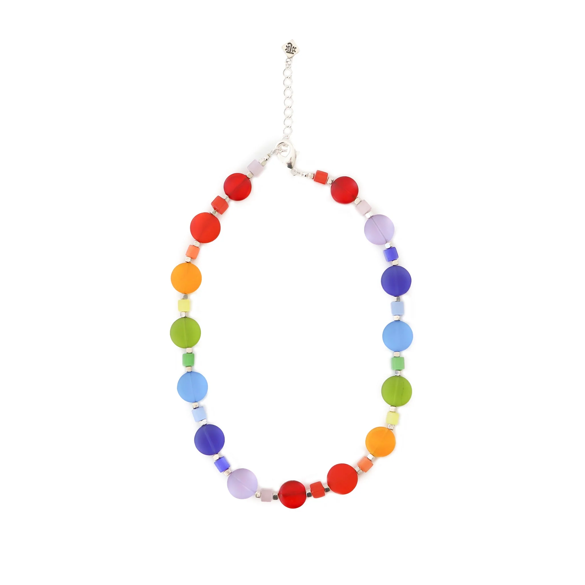 Rainbow Glass Circles & Squares Necklace