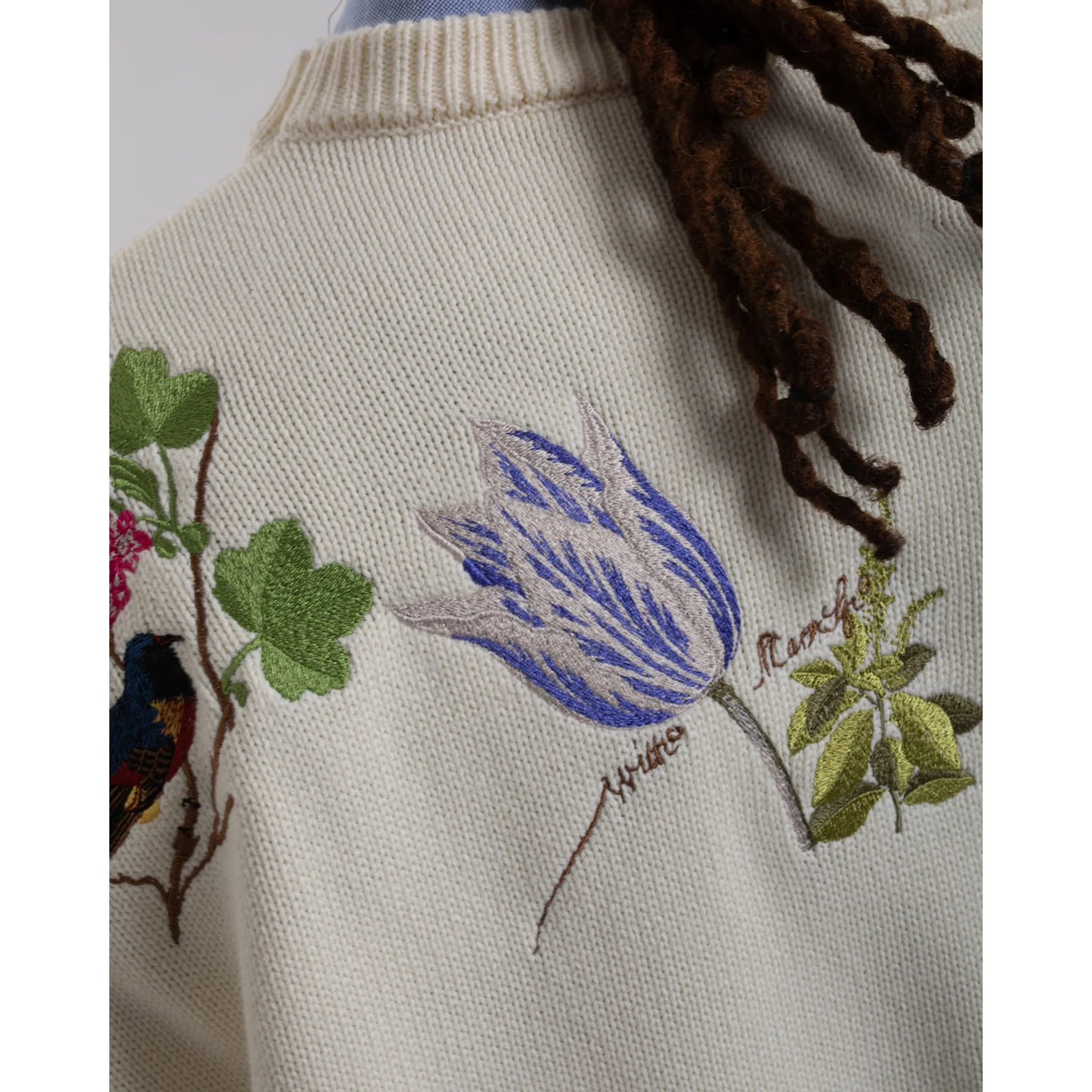Witte Marvelje Knitted Embroidery Crewneck - Cream - Image 17